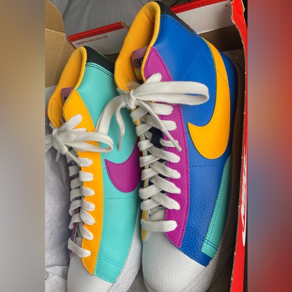 Nike Shoes - Nike Blazer Mid (GS) Battle blue/Laser Orange Women’s Size 6.5 US (USED ONCE)